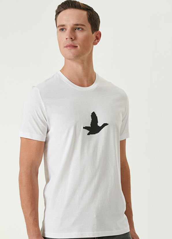 Beymen Club Beyaz Kaz Baskı Detaylı T-shirt - 2