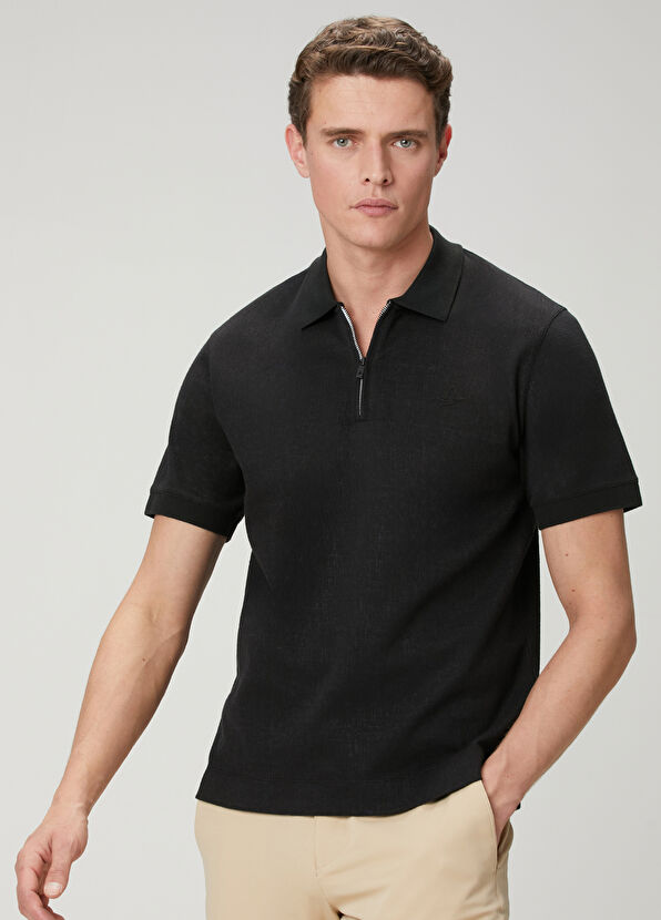Beymen Club Siyah Comfort Fit Fermuarlı Polo T-shirt - 2