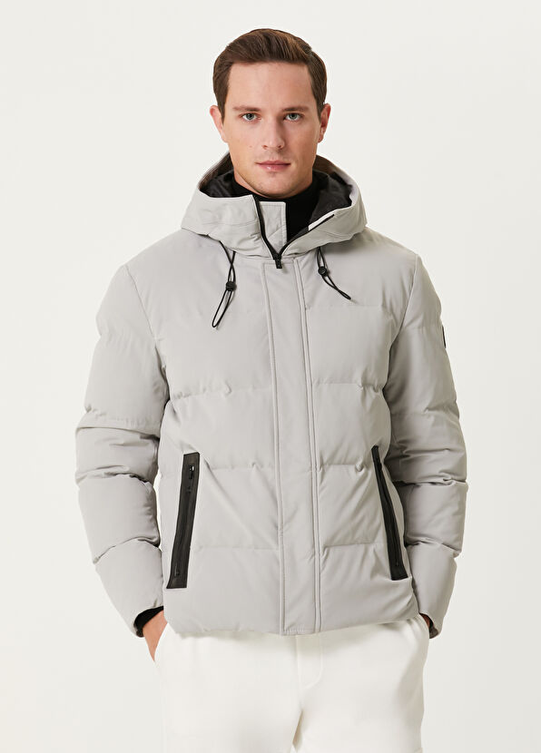 Beymen Club Açık Gri Kapüşonlu Puff Mont - 1