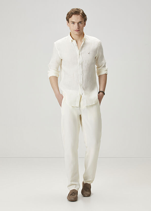 Beymen Club Comfort Fit Cream Linen Shirt - 3