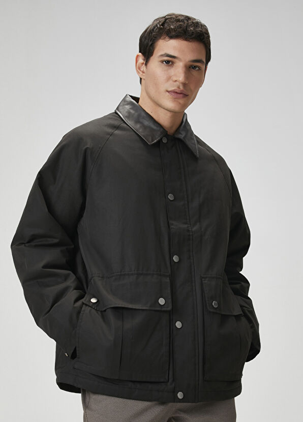 Beymen Club Siyah Yakası Deri Garnili Mont - 2