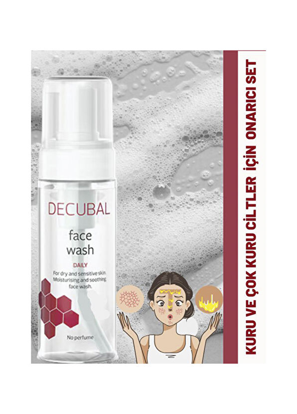 Decubal Basic Kuru ve Çok Kuru Ciltler İçin Dudak Balmı ve Yüz Yıkama Köpüğü Onarıcı Bakım Seti - 2