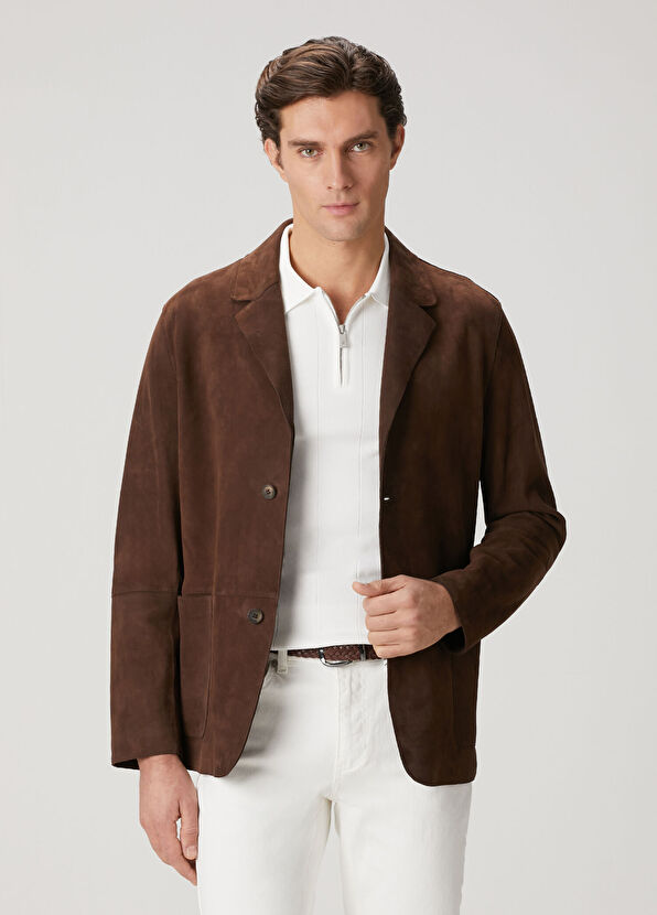 Beymen Club Dark Brown Suede Jacket - 1