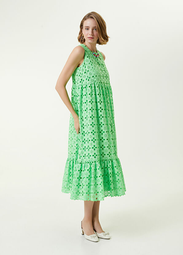 Beymen Club Yeşil Nakışlı Midi Elbise - 3