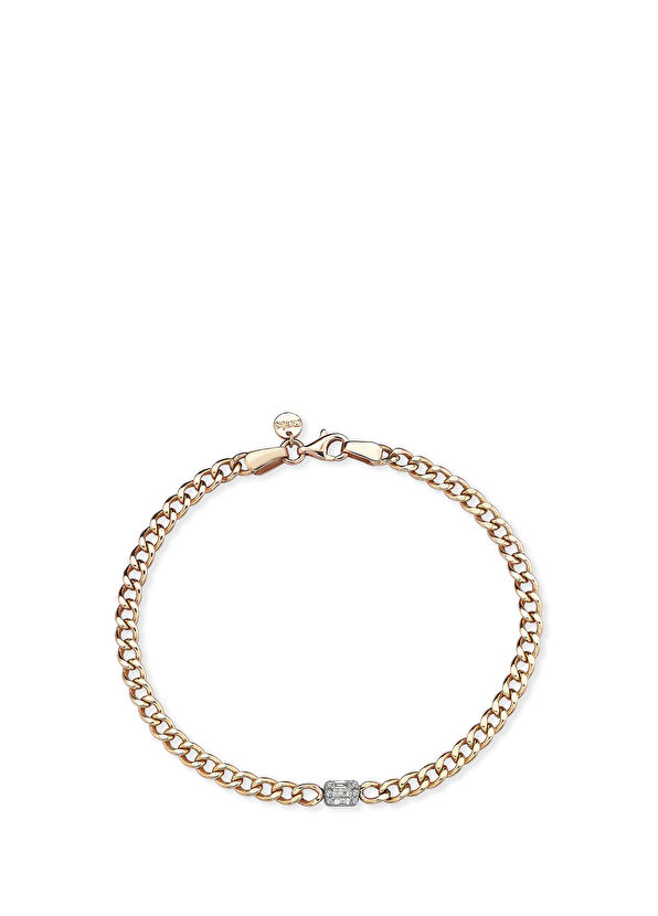 Reis Kuyumculuk Künye 14 Ayar Rose Altın Kadın Pırlanta Bileklik - 1