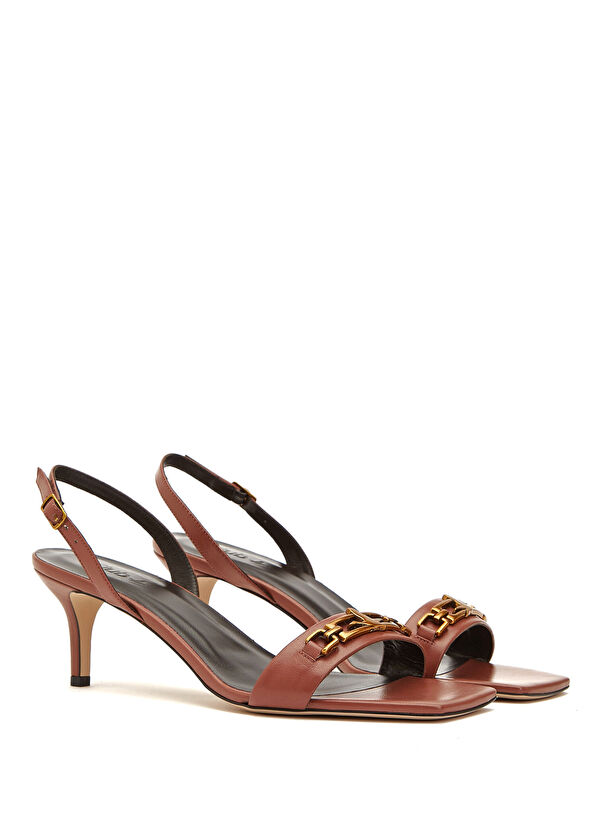 Beymen Club Gül Kurusu Zincir Logo Detaylı Kadın Deri Sandalet - 2