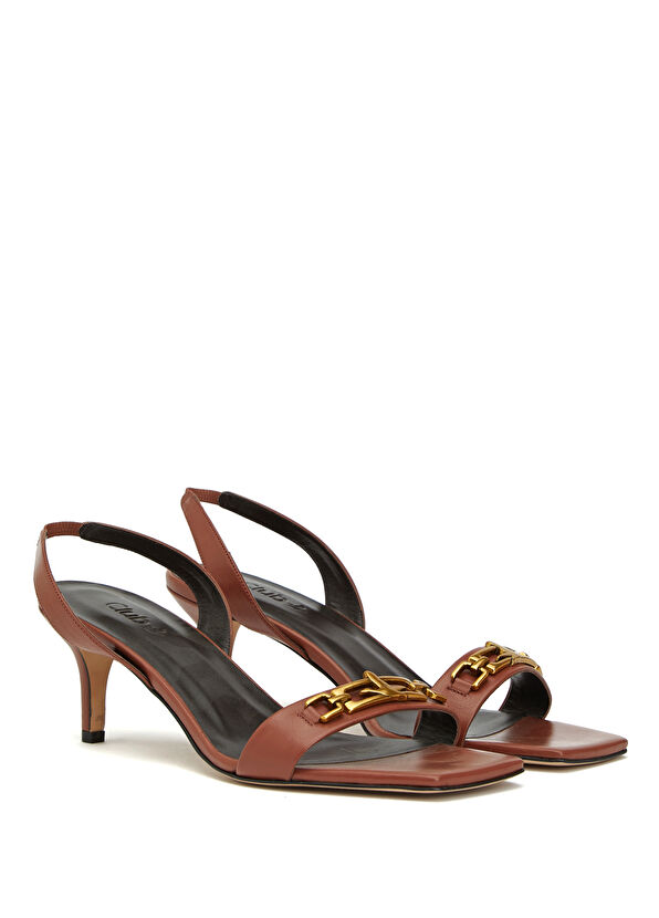 Beymen Club Dusty Rose Chain Logo Detail Women's Leather Sanda - 2