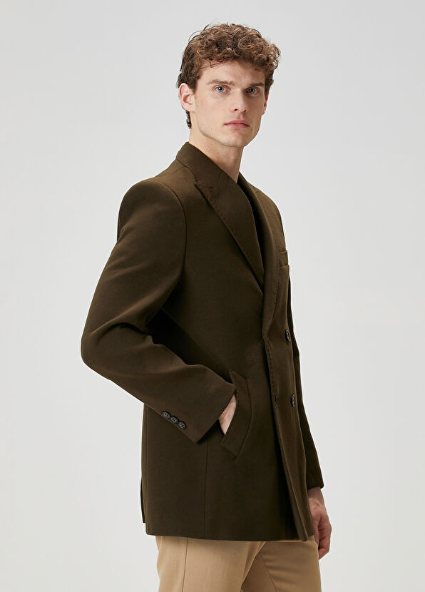Beymen Club Khaki Double-Breasted Coat - 3