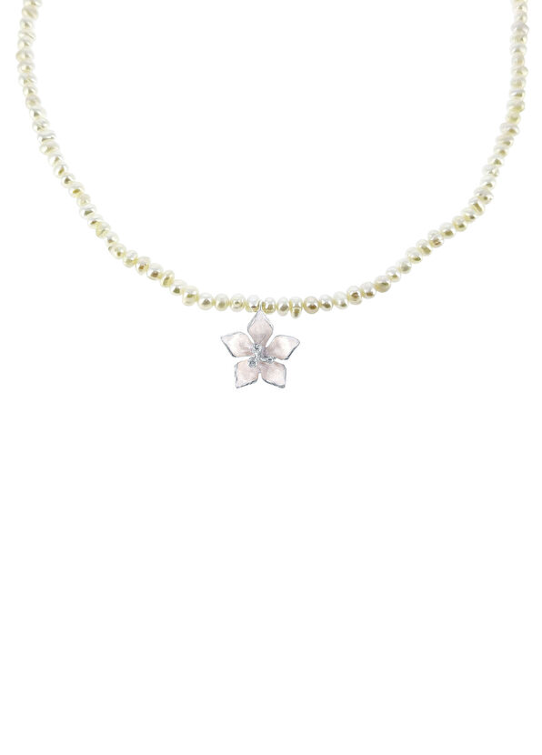 Ezra Baghaki Jewellery Yasemin Çiçekli 925 Ayar Gümüş Kadın İnci Kolye  - 1