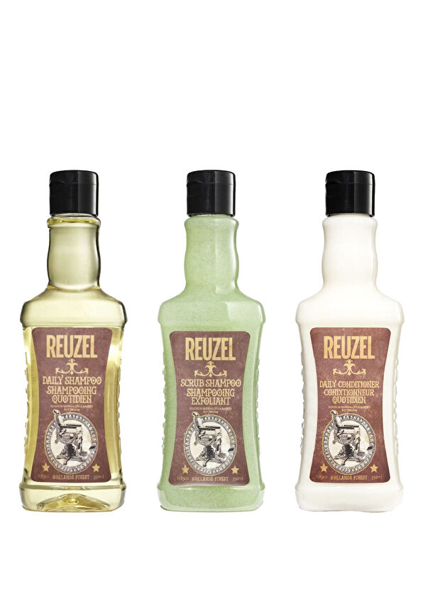 Reuzel Daily Shampoo 350 ml + Daily Conditioner 350 ml + Scrub Shampoo 350 ml Hair Care Set for Men - 1