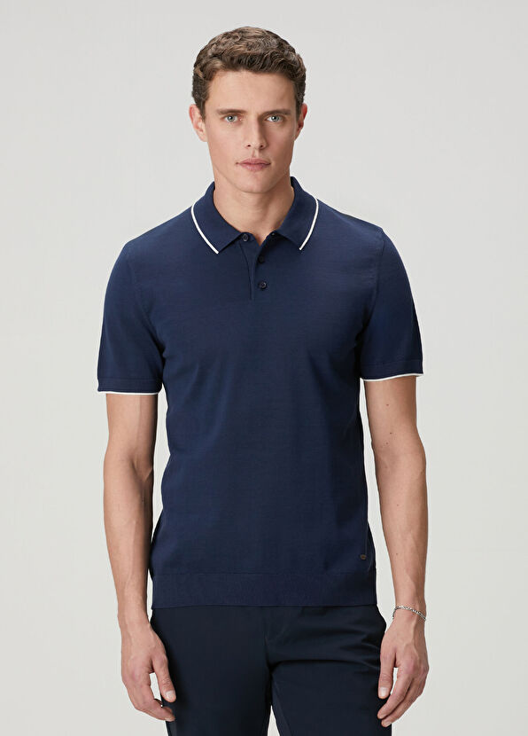 Beymen Club Navy Blue Plain Knit Basic Short Sleeve Knitwear - 2