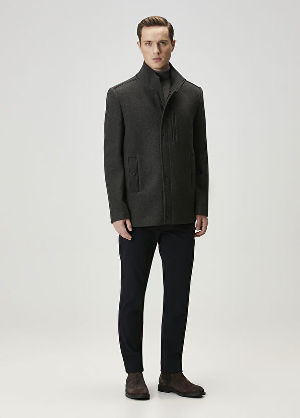 Beymen Club Antrasit Yün Kaşe Kaban - 3