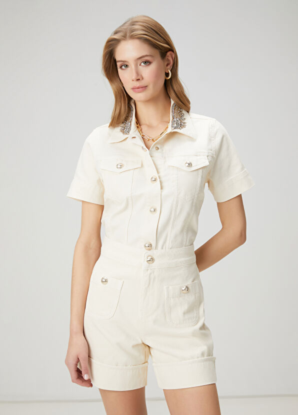 Beymen Club Off-White Denim Shorts - 2