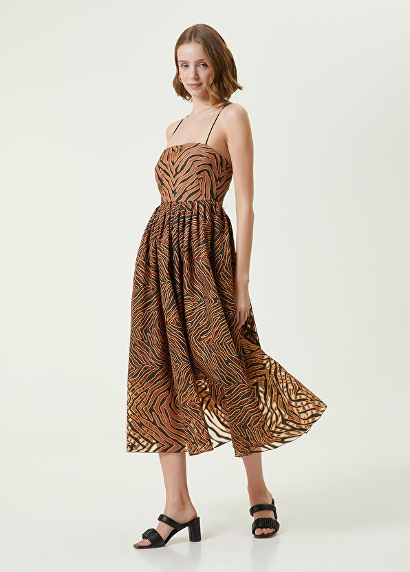 Beymen Club Vizon Siyah Sırtı Çapraz Askılı Midi Abiye Elbise - 1