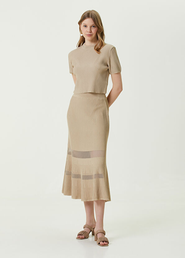 Beymen Club Bej Bisiklet Yaka Ottoman Dokulu Kazak - 2