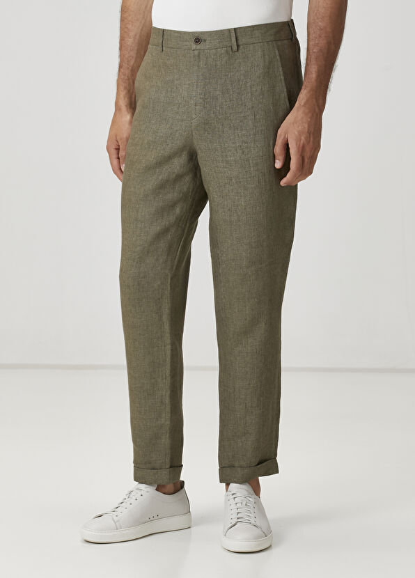 Beymen Club Open Khaki Linen Trousers - 2