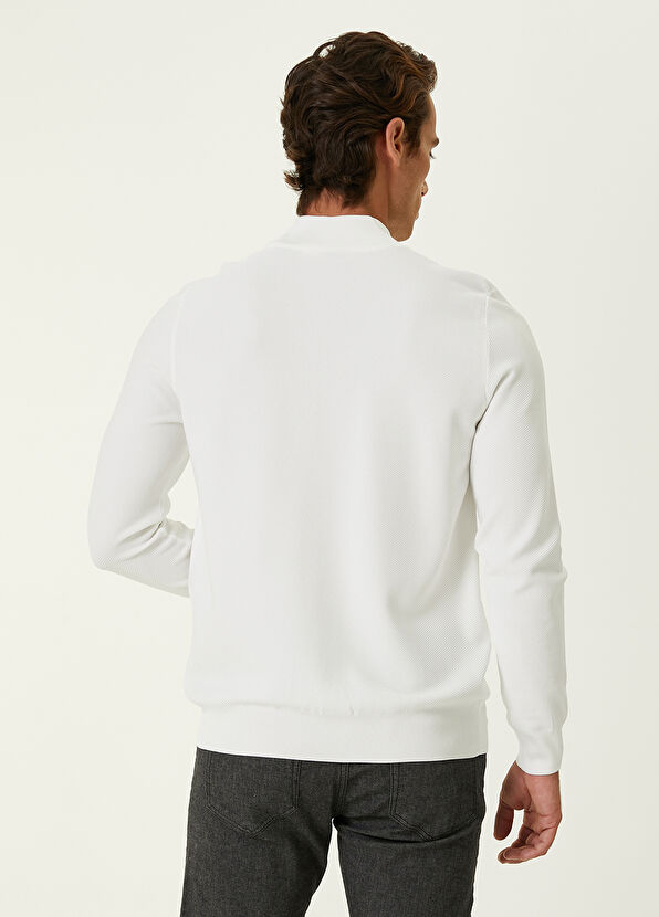 Beymen Club Beyaz Yarım Balıkçı Yaka Pirinç Dokulu Kazak - 4