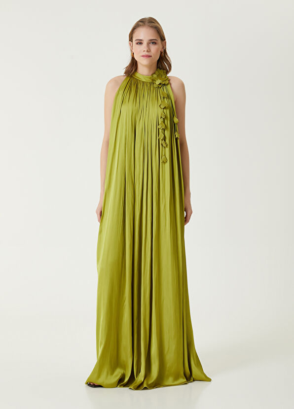 Beymen Club Yeşil Çiçek Detaylı Maksi Abiye Elbise - 2