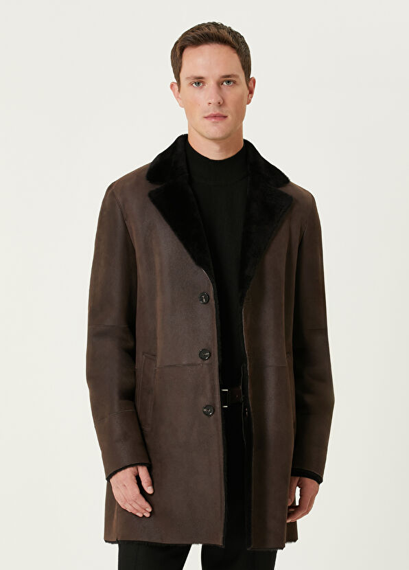 Beymen Club Kahverengi Yakası Shearling Kuzu Kürkü Kaban - 1