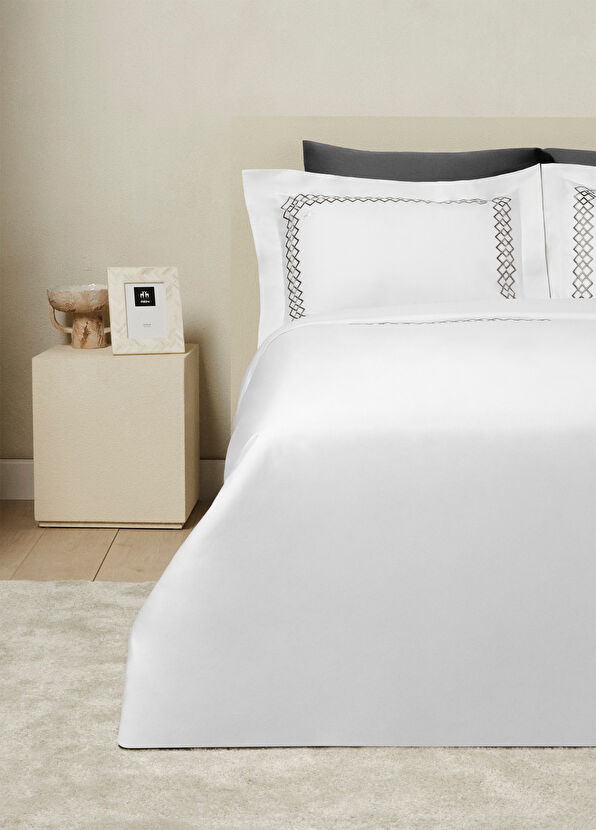 Ren Home Terjalin Nimbus Gri Nakışlı Pamuk Saten Çift Kişilik Nevresim Takımı 200 x 220 cm - 2