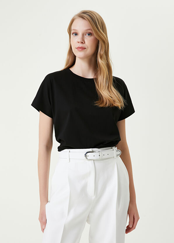 Beymen Club Siyah Bisiklet Yaka Dikişsiz T-shirt - 1