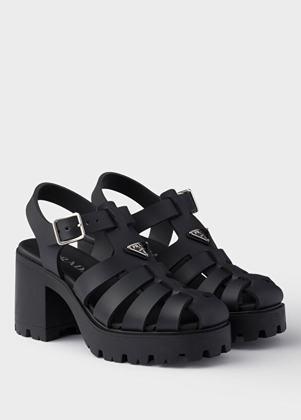 Prada Siyah Platformlu Kadın Topuklu Sandalet - 2