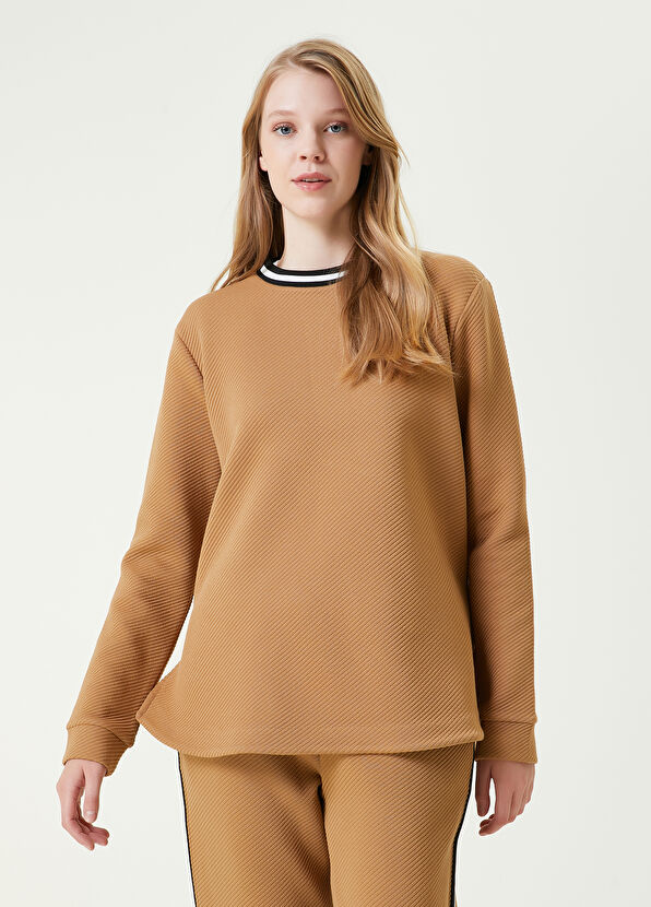 Beymen Club Camel Bisiklet Yaka Şeritli Sweatshirt - 3
