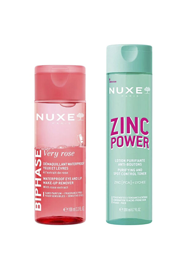 Nuxe Zinc Power Arındırıcı Leke Karşıtı Yüz Toniği 200 ml + Very Rose Göz Makyajı Temizleme Suyu 100 ml 2'li Set - 1