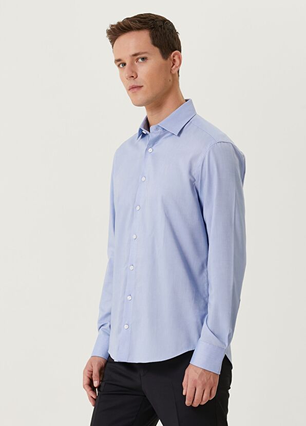 Beymen Club Comfort Fit Mavi Non-iron Oxford Gömlek - 4