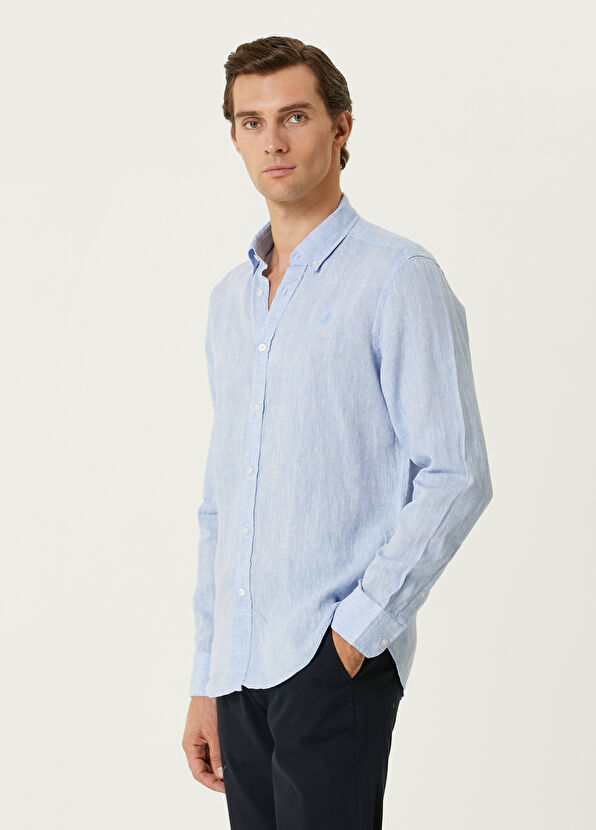 Beymen Club Comfort Fit Açık Mavi Keten Gömlek - 2