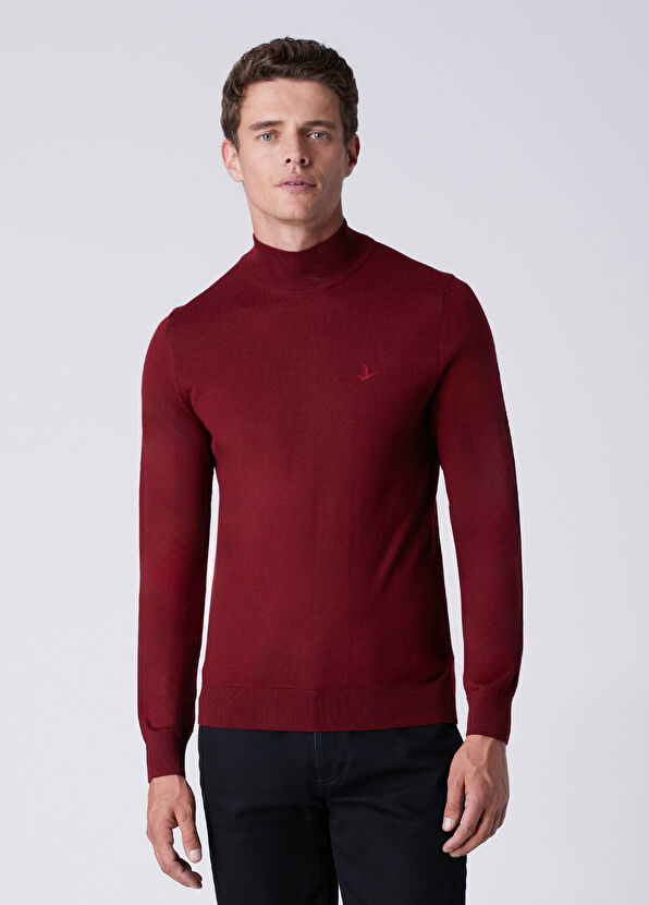 Beymen Club Burgundy Half Turtleneck Wool Sweater - 2