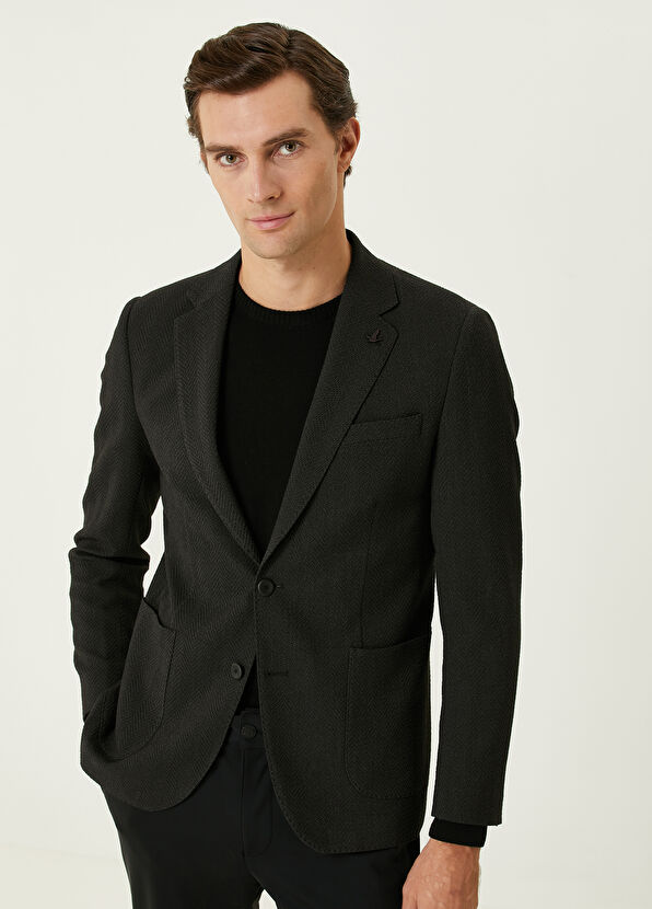 Beymen Club Anthracite Herringbone Textured Jacket - 2