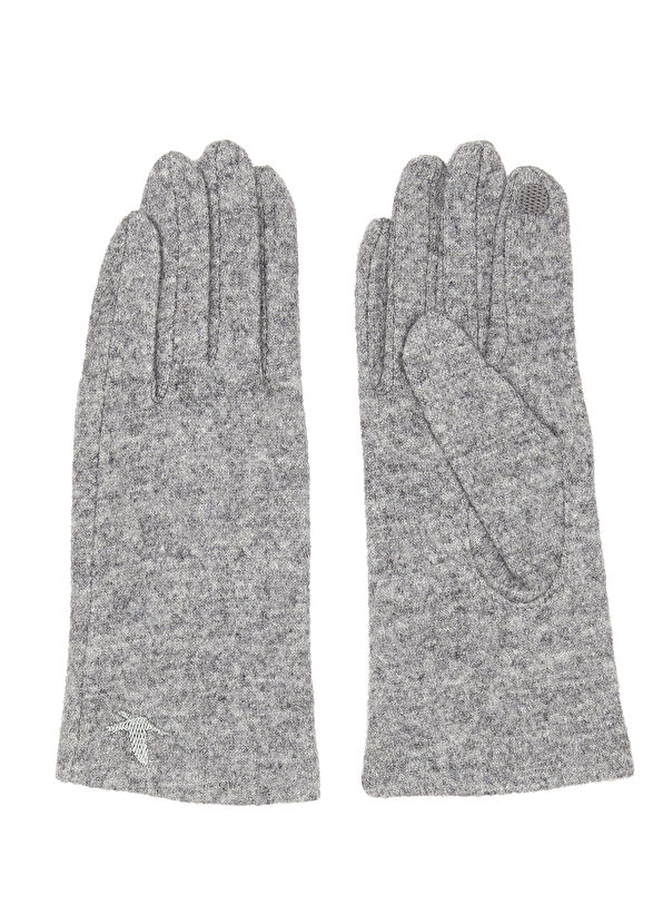 Beymen Club Grey Logo Women's Wool Gloves - 1