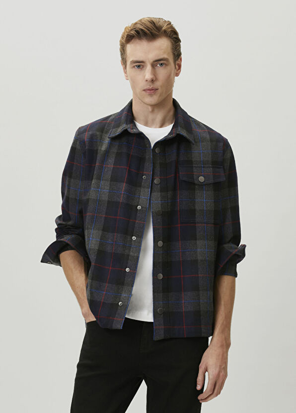 Beymen Club Antrasit Ekose Desenli Dış Gömlek - 2