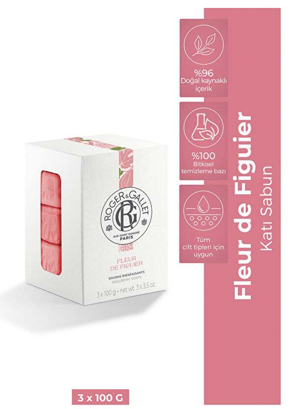 Roger&Gallet Fleur De Figuier Doğal İncir Özü Kalıcı Doğal Koku 3'lü Katı Sabun 3 x 100 gr - 2