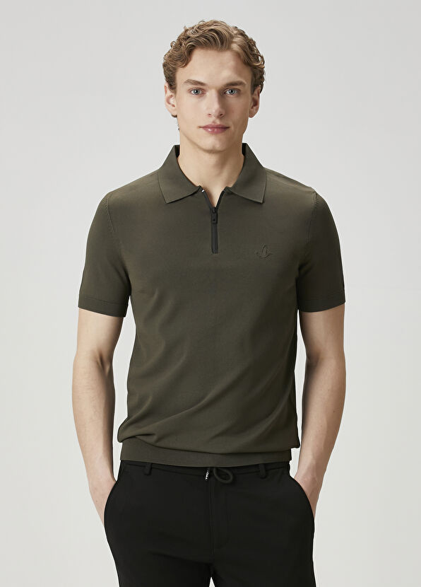 Beymen Club Koyu Haki Polo Yaka Kısa Kollu Triko - 2