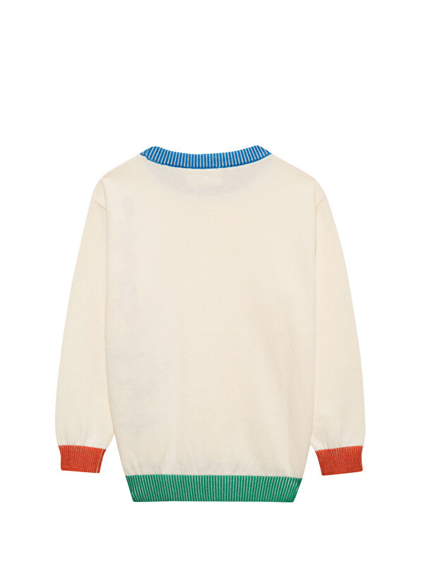 Lala's Joy Patterned Ecru Unisex Kids Sweater - 2