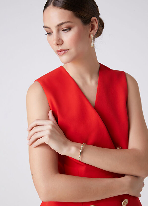 Beymen Club Gold Twisted Stone Handcuff Women's Bracelet - 2
