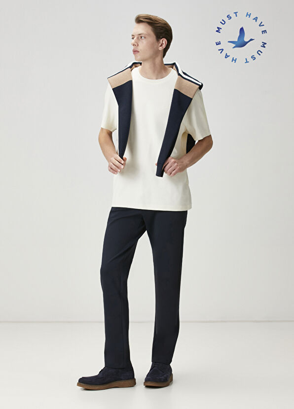 Beymen Club Lacivert Beli Kordonlu Örme Chino Pantolon - 1