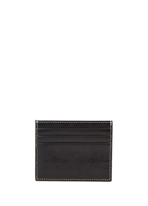 Beymen Club Black Contrast Stitched Men's Leather Business Card Holder - 1