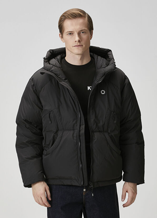 Boke Flower 2.0 Siyah Kapüşonlu Puff Mont - Görsel 2