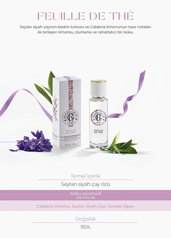 Roger&Gallet Feuille de Thé Doğal Siyah Çay ve Calabria Limonu Özlü Turunçgil  Eau de Toilette 30 ml Kadın Parfüm - 2