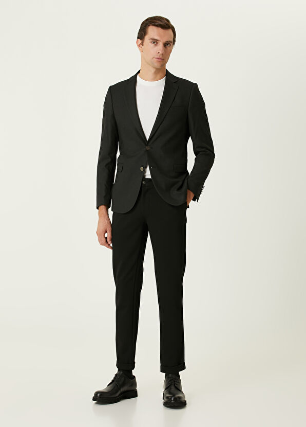 Siyah Kordonlu Diyagonal Desenli Chino Pantolon Beymen Club Siyah Kordonlu Diyagonal Desenli Chino Pantolon - 1