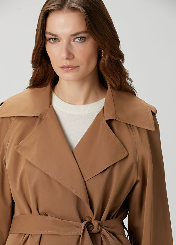 Kahverengi Kısa Pardösü - Görsel 3