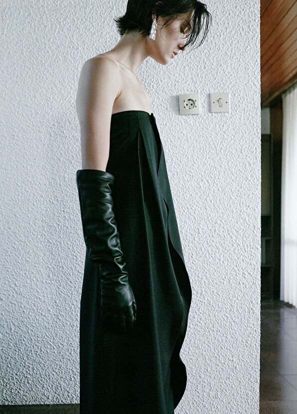 Rawe Heroine Jumpsuit Black Wool Cape Effect Strapless Women's Jumpsuit - 4