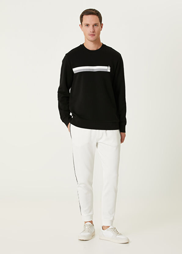 Siyah Şerit Baskılı Sweatshirt Beymen Club Siyah Şerit Baskılı Sweatshirt - 3