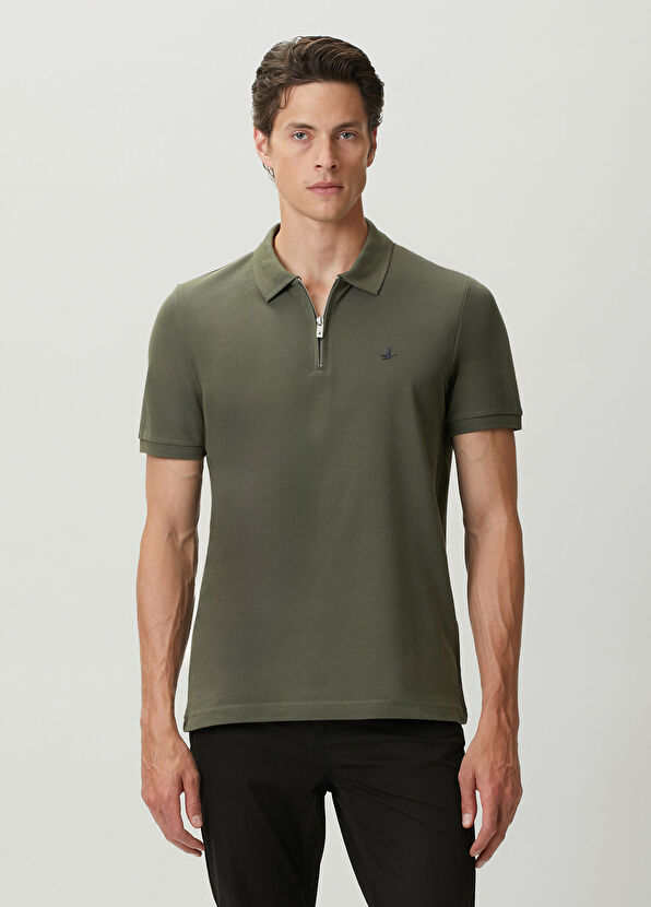 Beymen Club Khaki Zippered Polo Shirt - 1