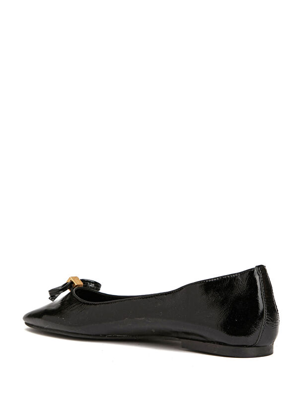 Beymen Club Black Logo Accessories Leather Ballet Flats - 3