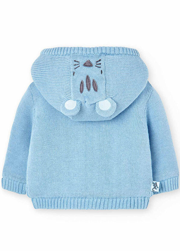 Boboli Blue Hooded Baby Boy Knitted Cardigan - 2