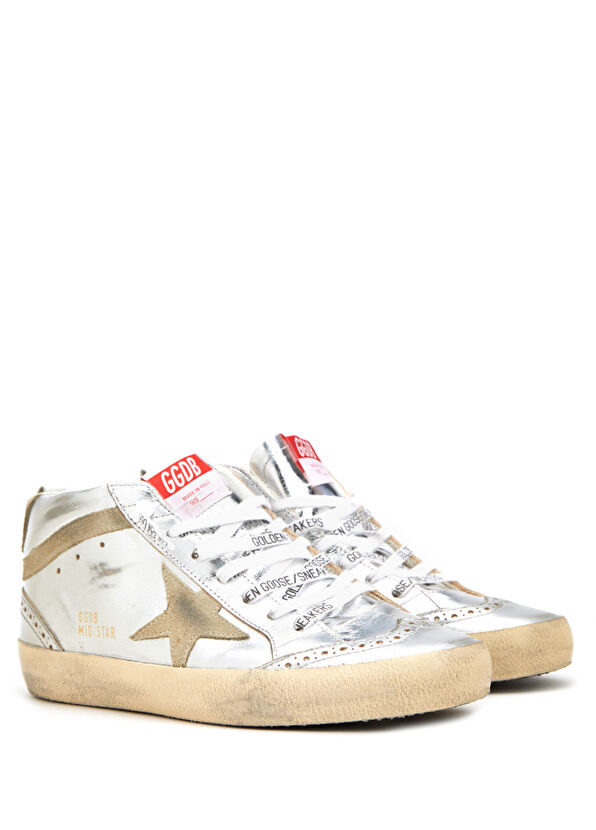 Mid-Star Silver Bej Kadın Deri Sneaker - Görsel 3